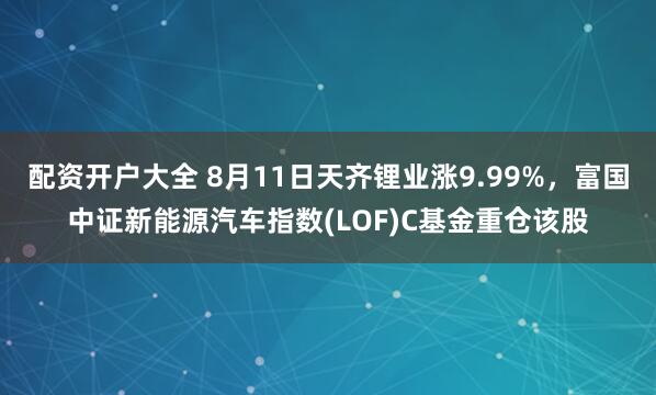 配资开户大全 8月11日天齐锂业涨9.99%，富国中证新能源汽车指数(LOF)C基金重仓该股