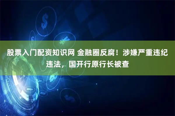 股票入门配资知识网 金融圈反腐！涉嫌严重违纪违法，国开行原行长被查